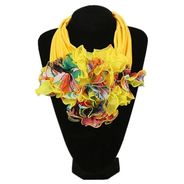 Ruched Floral Collar Scarf for Women