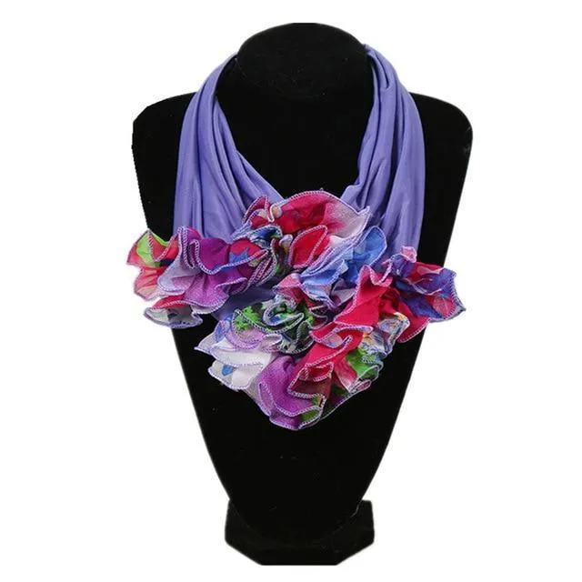 Ruched Floral Collar Scarf for Women