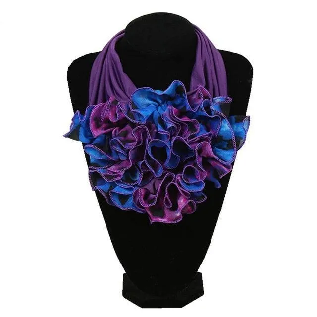 Ruched Floral Collar Scarf for Women