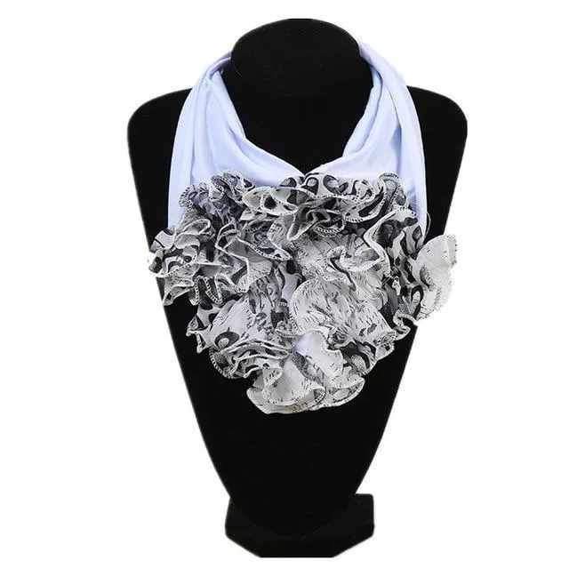 Ruched Floral Collar Scarf for Women