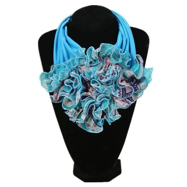Ruched Floral Collar Scarf for Women