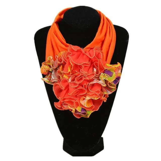 Ruched Floral Collar Scarf for Women