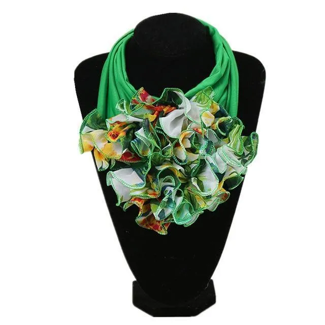 Ruched Floral Collar Scarf for Women