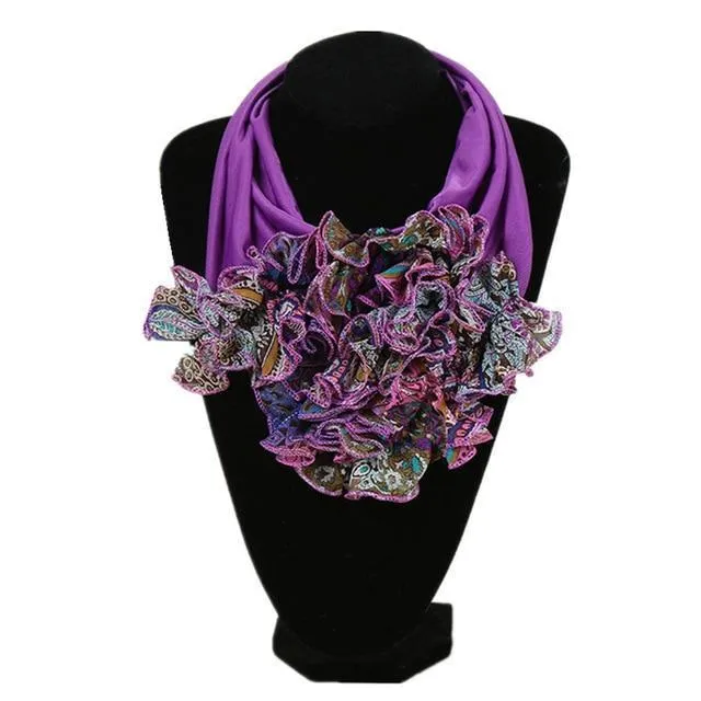 Ruched Floral Collar Scarf for Women