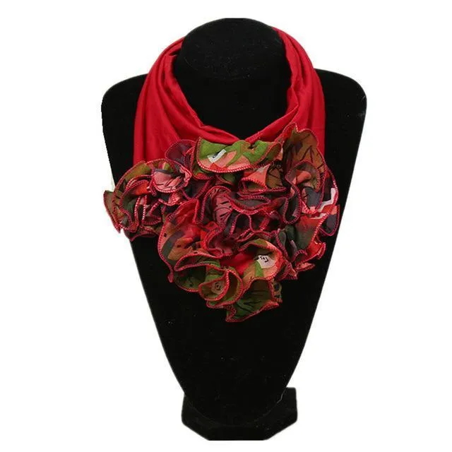 Ruched Floral Collar Scarf for Women