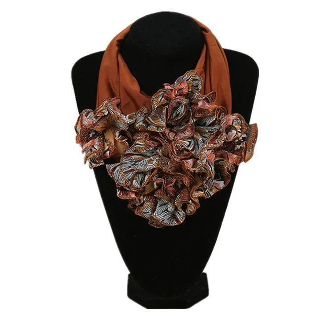 Ruched Floral Collar Scarf for Women