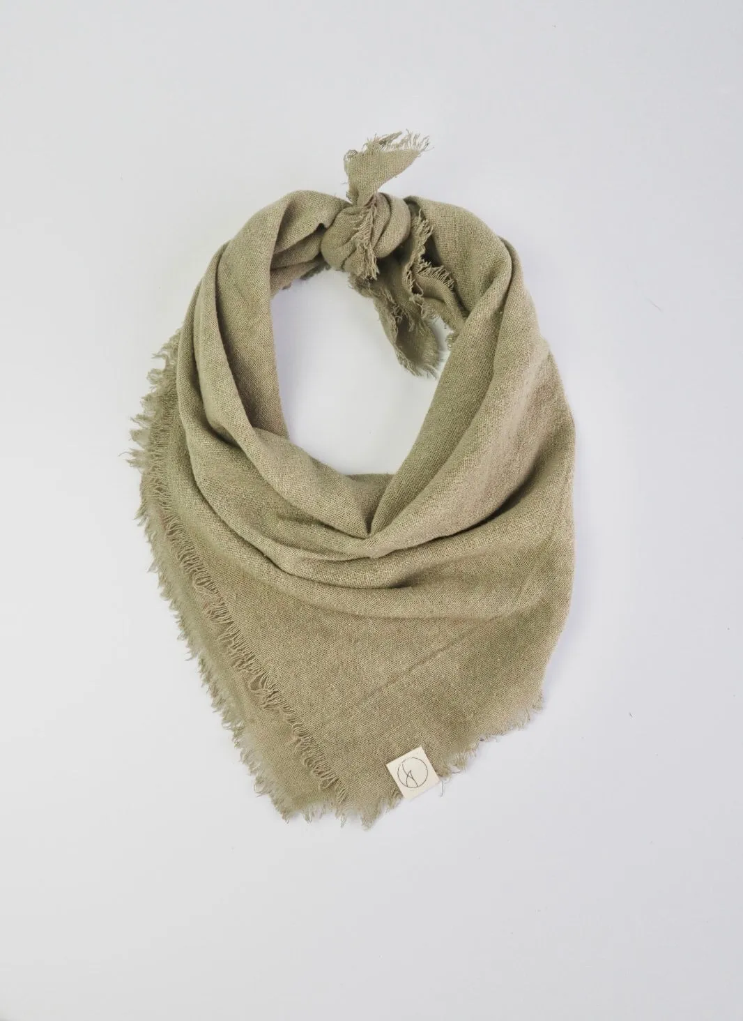 Sage Grey Solid Naturally Dyed Raw Silk Bandana