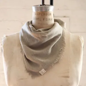 Sage Grey Solid Naturally Dyed Raw Silk Bandana