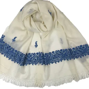 Sapphire and Ivory Embroidered Wrap
