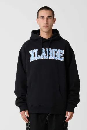 SATIN COLLEGE HOODIE - SOLID BLACK