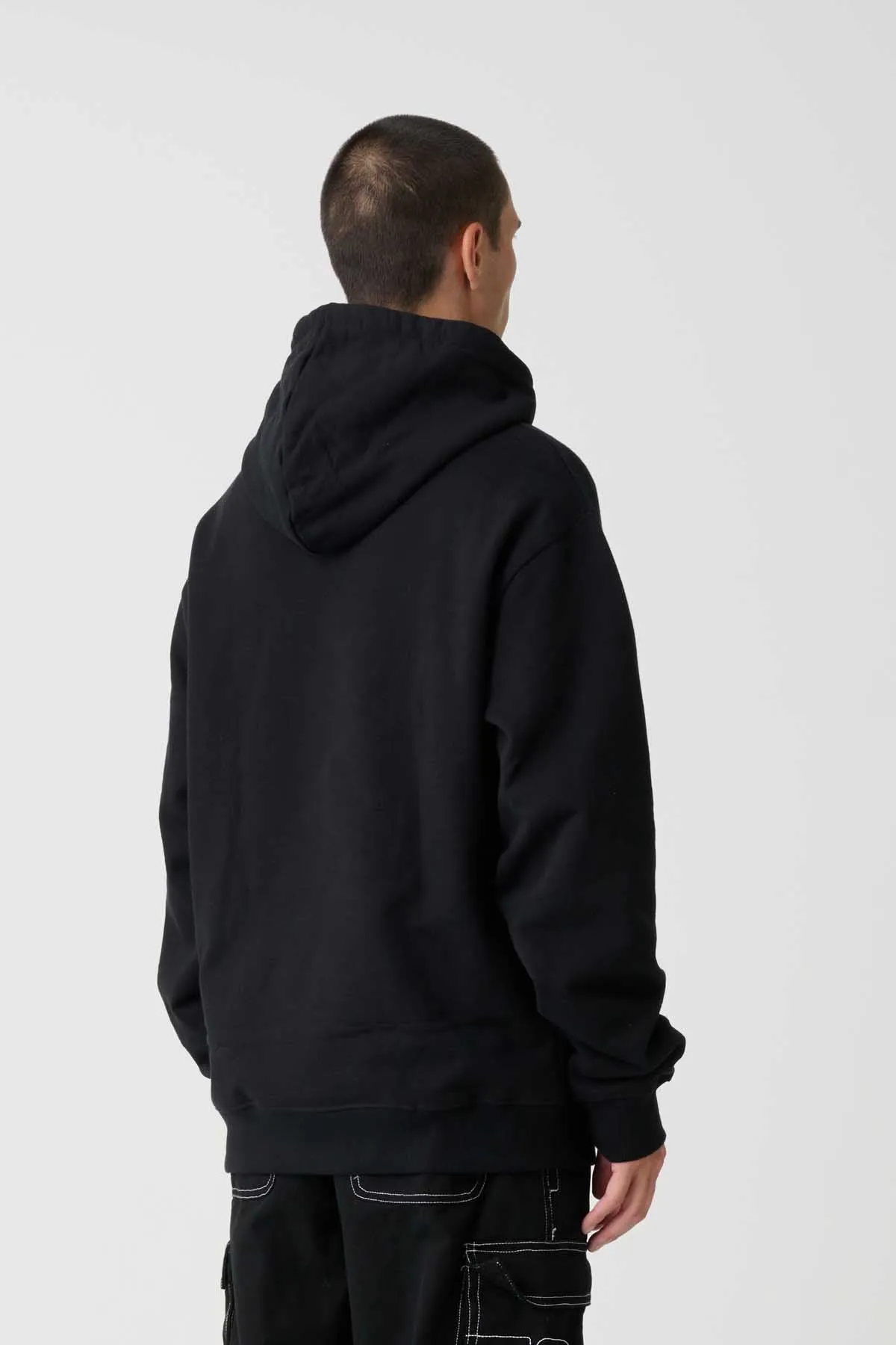 SATIN COLLEGE HOODIE - SOLID BLACK