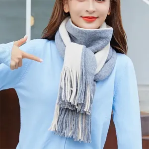 Scarf Women Winter Korean Version of Wool Knitted Scarf Wild Women Warm Thickened Long Scarfs