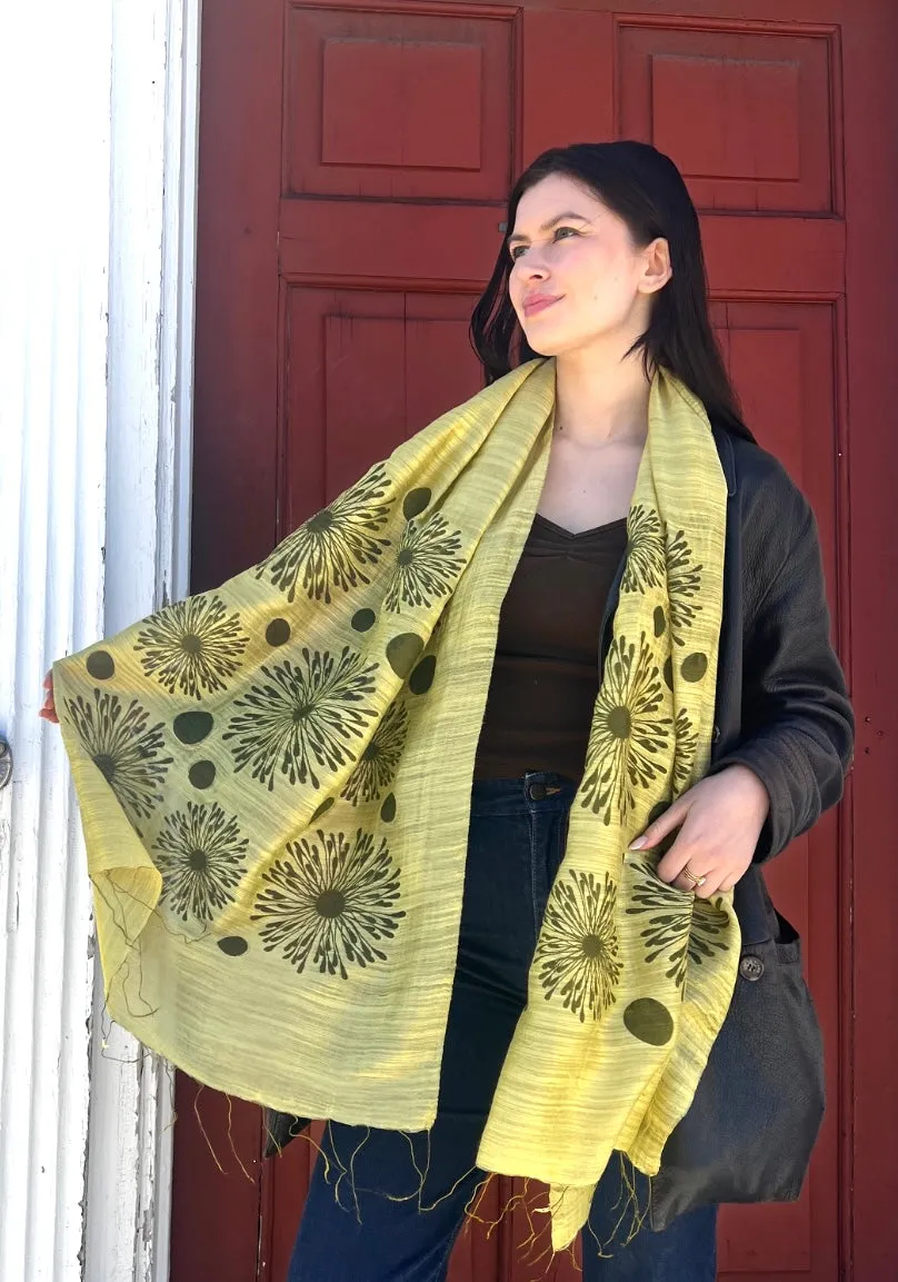 Screen Printed Silk Blend Scarves in 14 colors and patterns, hand printed in Vietnam