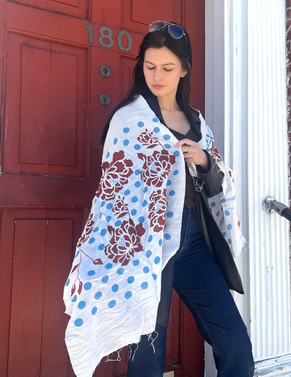 Screen Printed Silk Blend Scarves in 14 colors and patterns, hand printed in Vietnam