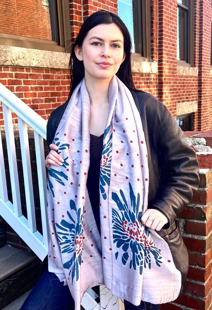 Screen Printed Silk Blend Scarves in 14 colors and patterns, hand printed in Vietnam