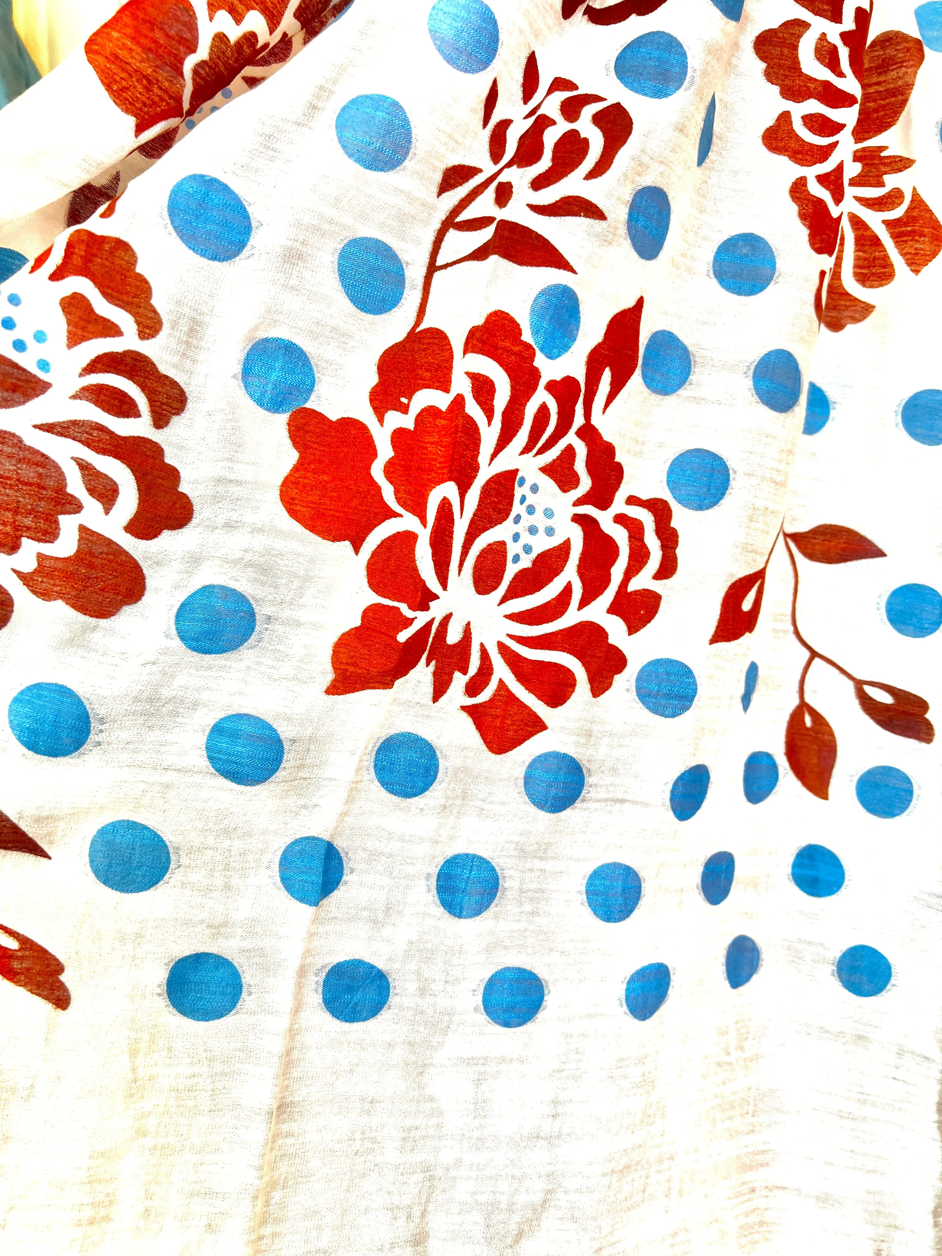 Screen Printed Silk Blend Scarves in 14 colors and patterns, hand printed in Vietnam