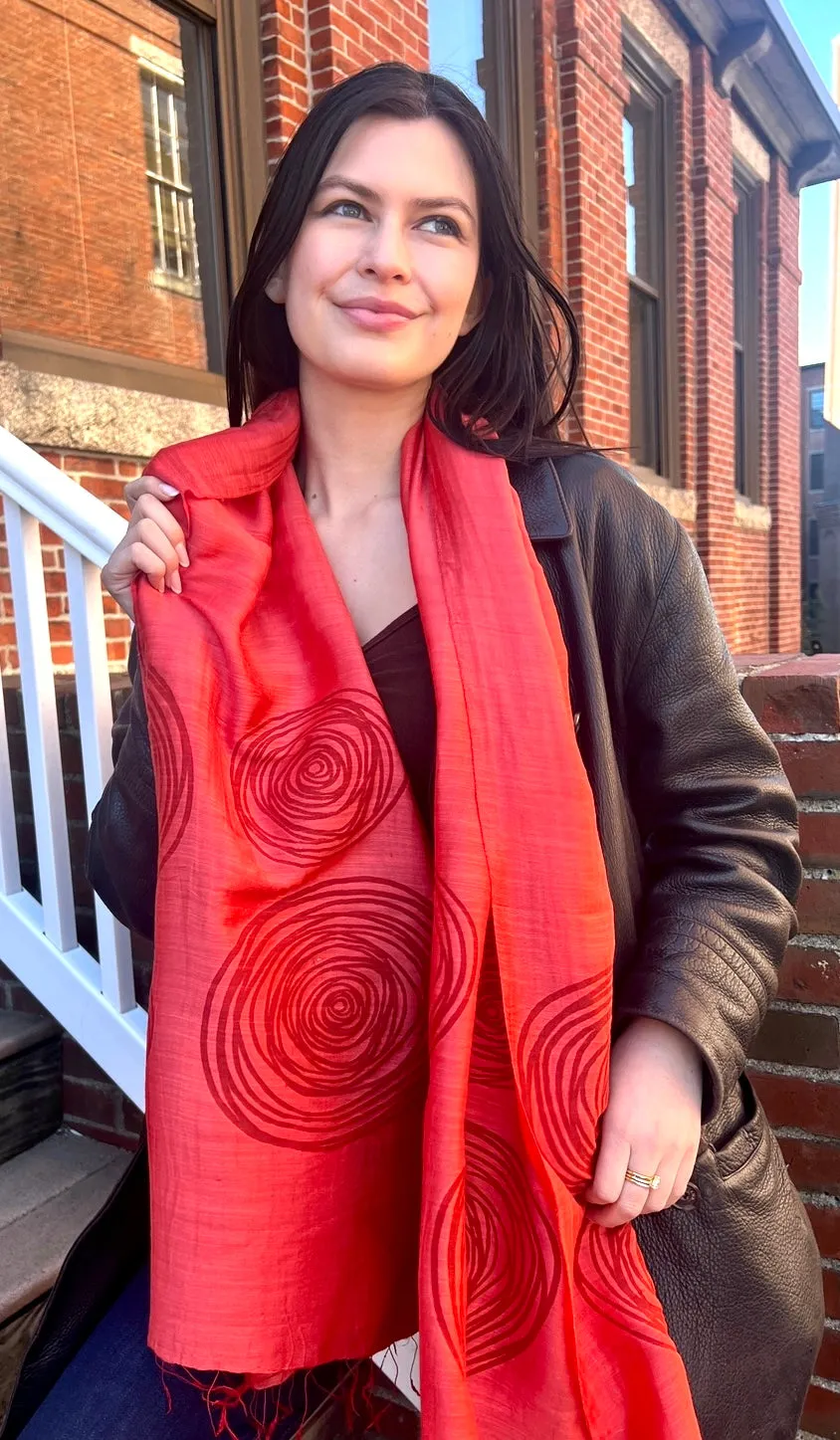 Screen Printed Silk Blend Scarves in 14 colors and patterns, hand printed in Vietnam