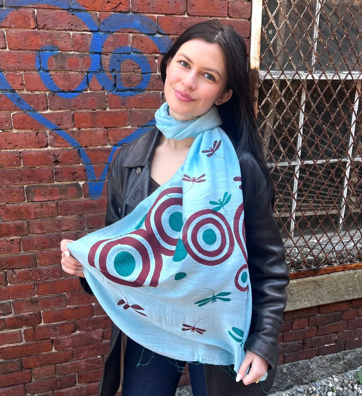 Screen Printed Silk Blend Scarves in 14 colors and patterns, hand printed in Vietnam