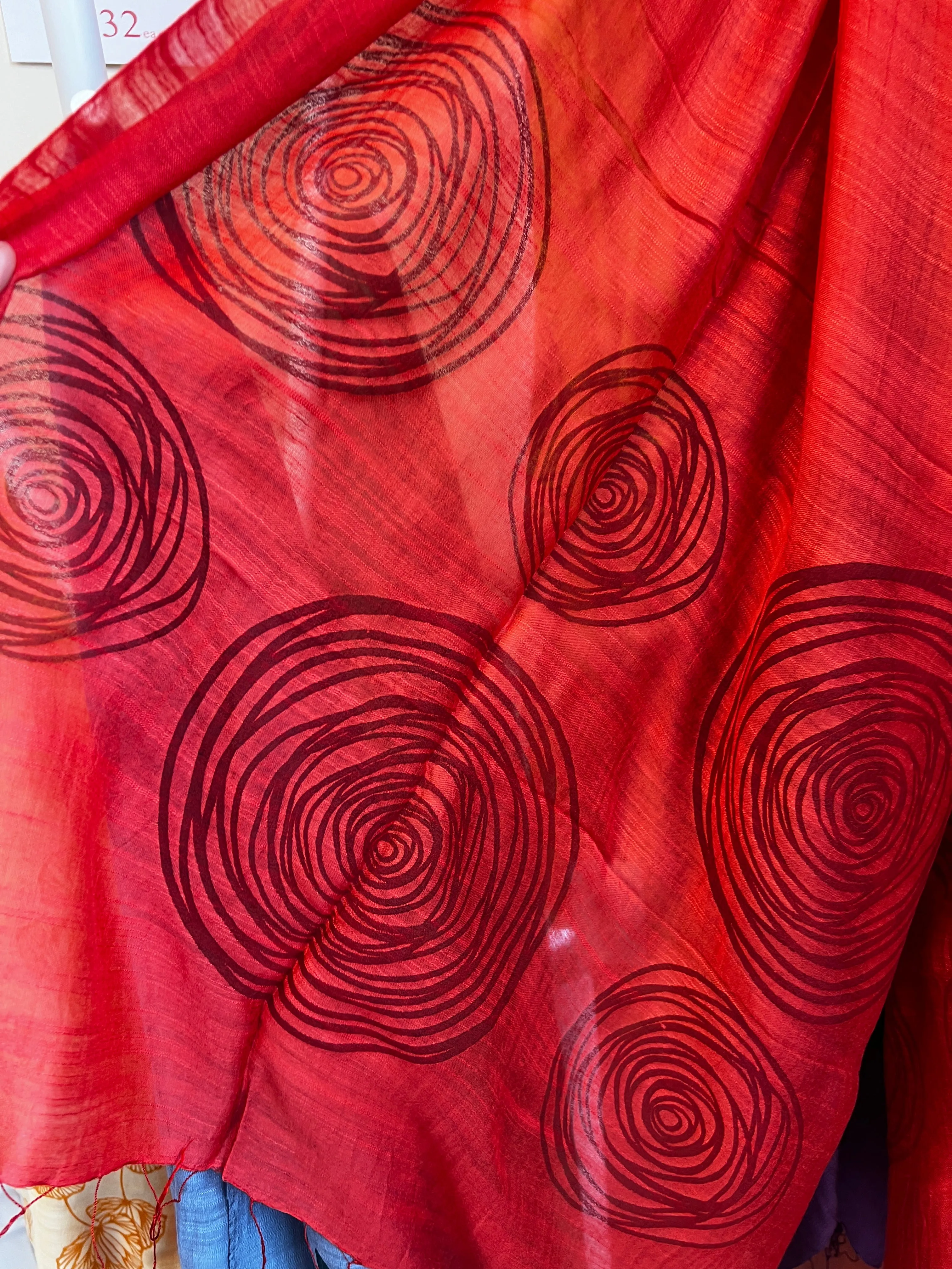 Screen Printed Silk Blend Scarves in 14 colors and patterns, hand printed in Vietnam