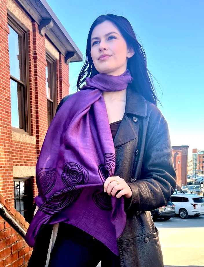 Screen Printed Silk Blend Scarves in 14 colors and patterns, hand printed in Vietnam