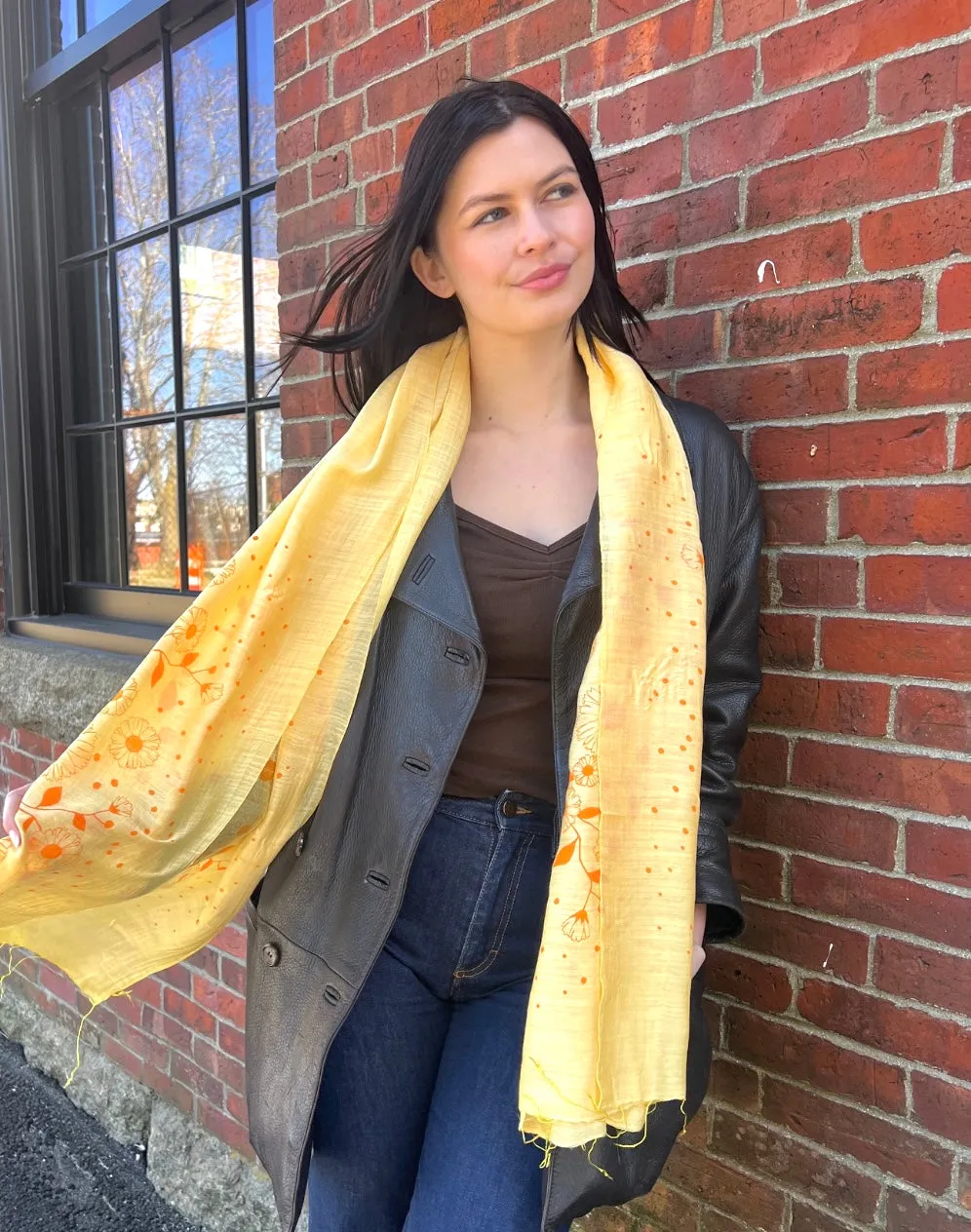 Screen Printed Silk Blend Scarves in 14 colors and patterns, hand printed in Vietnam