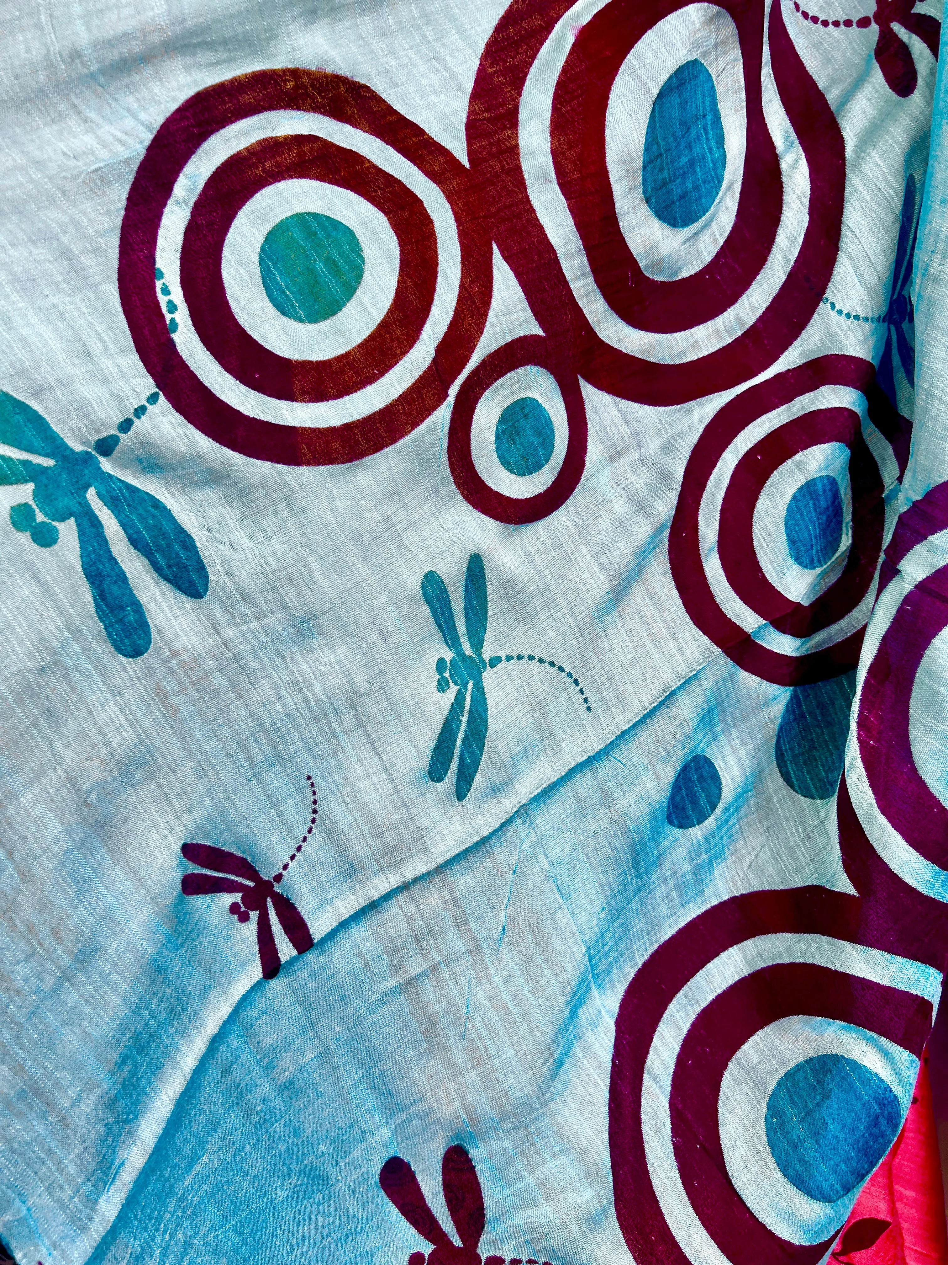 Screen Printed Silk Blend Scarves in 14 colors and patterns, hand printed in Vietnam