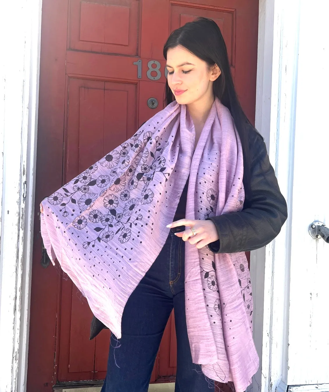 Screen Printed Silk Blend Scarves in 14 colors and patterns, hand printed in Vietnam