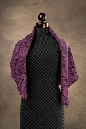 Scrollwork Plum Square Scarf