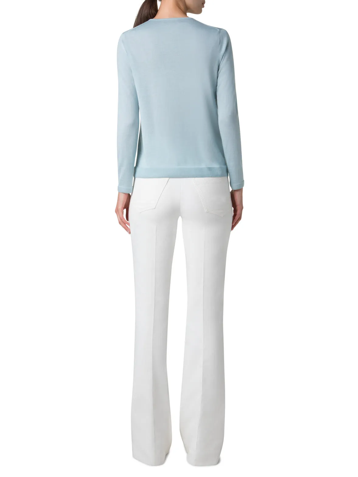 Seamless Crew Neck Sweater in Cashmere Silk