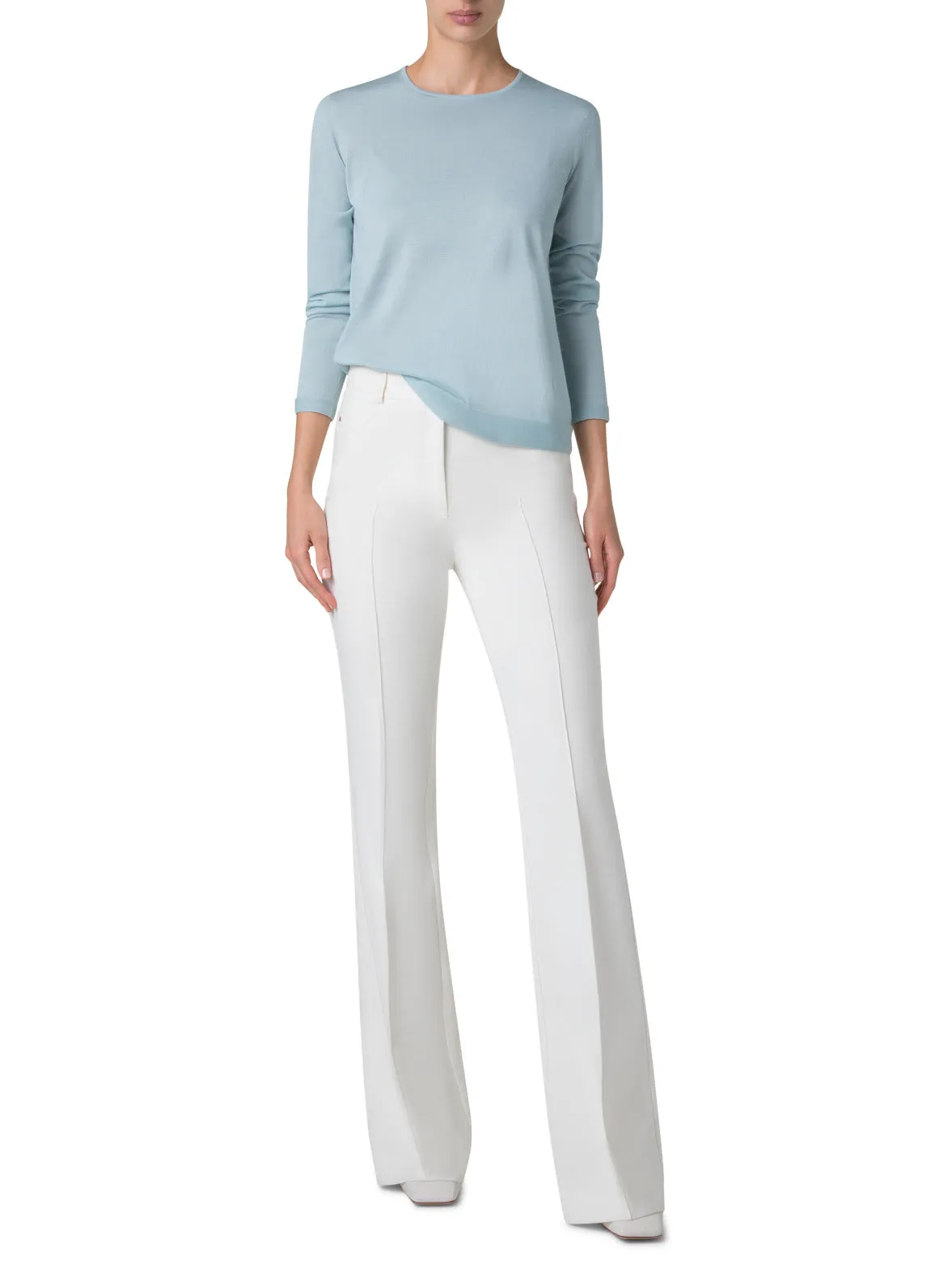 Seamless Crew Neck Sweater in Cashmere Silk