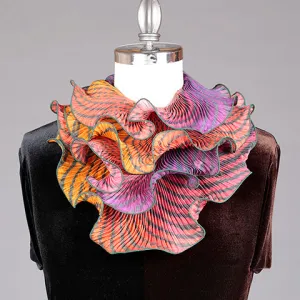 Shibori Silk Scarf Yellow, Purple, Coral