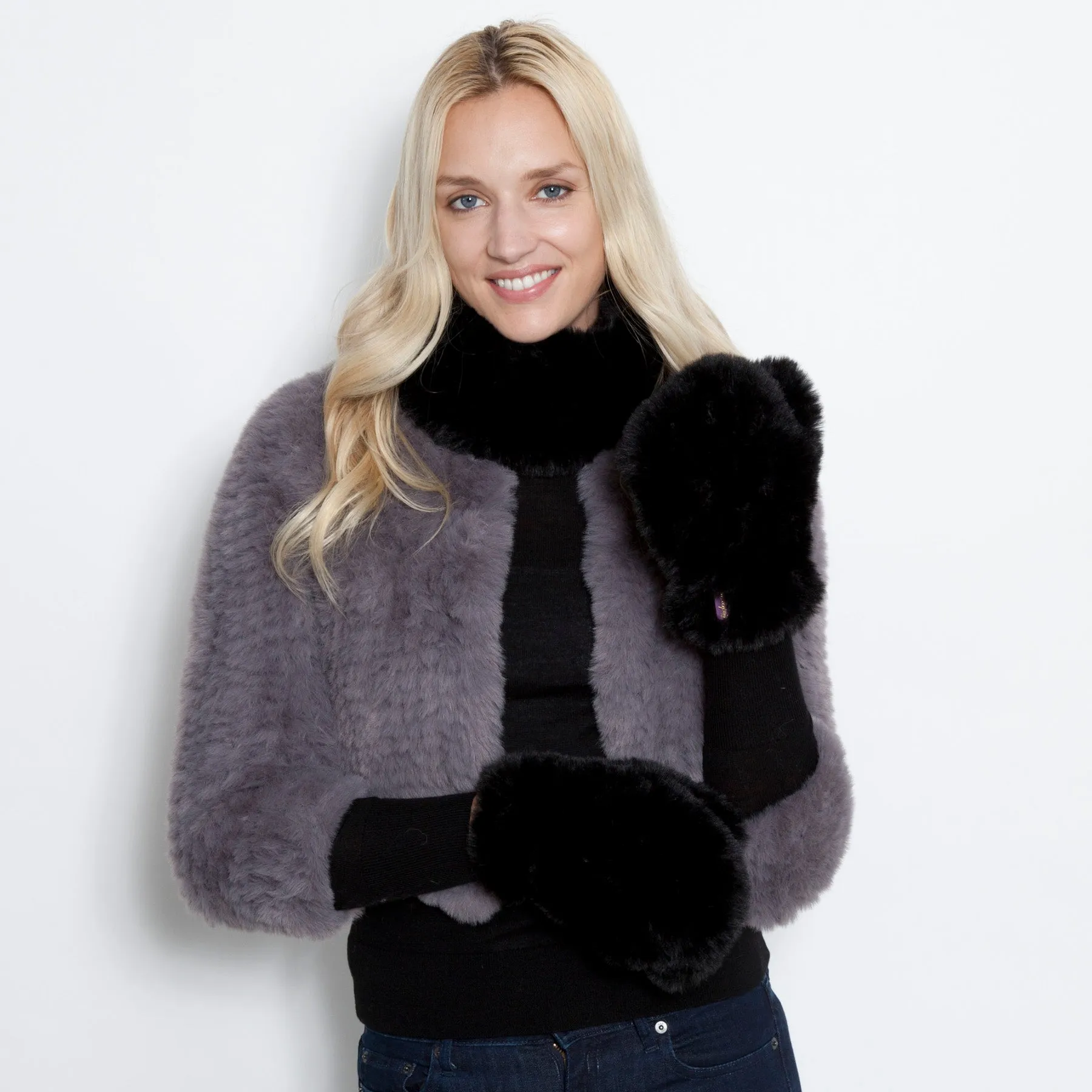 Signature Knitted Faux Fur Mitten