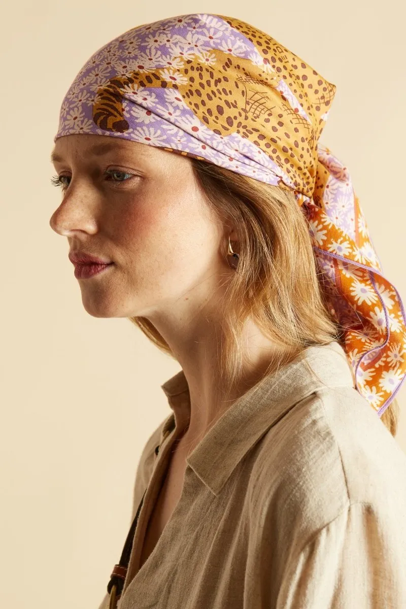 SILK AND COTTON PAMPA BANDANA - VIOLET
