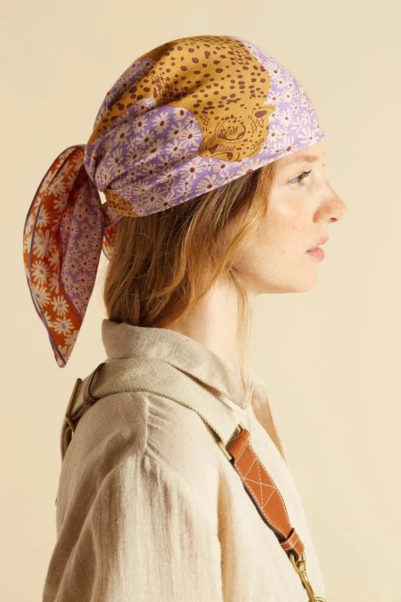 SILK AND COTTON PAMPA BANDANA - VIOLET