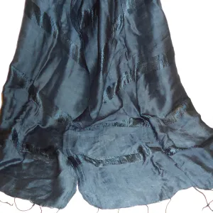 Silk and Cotton Scarf with Stripes - Black
