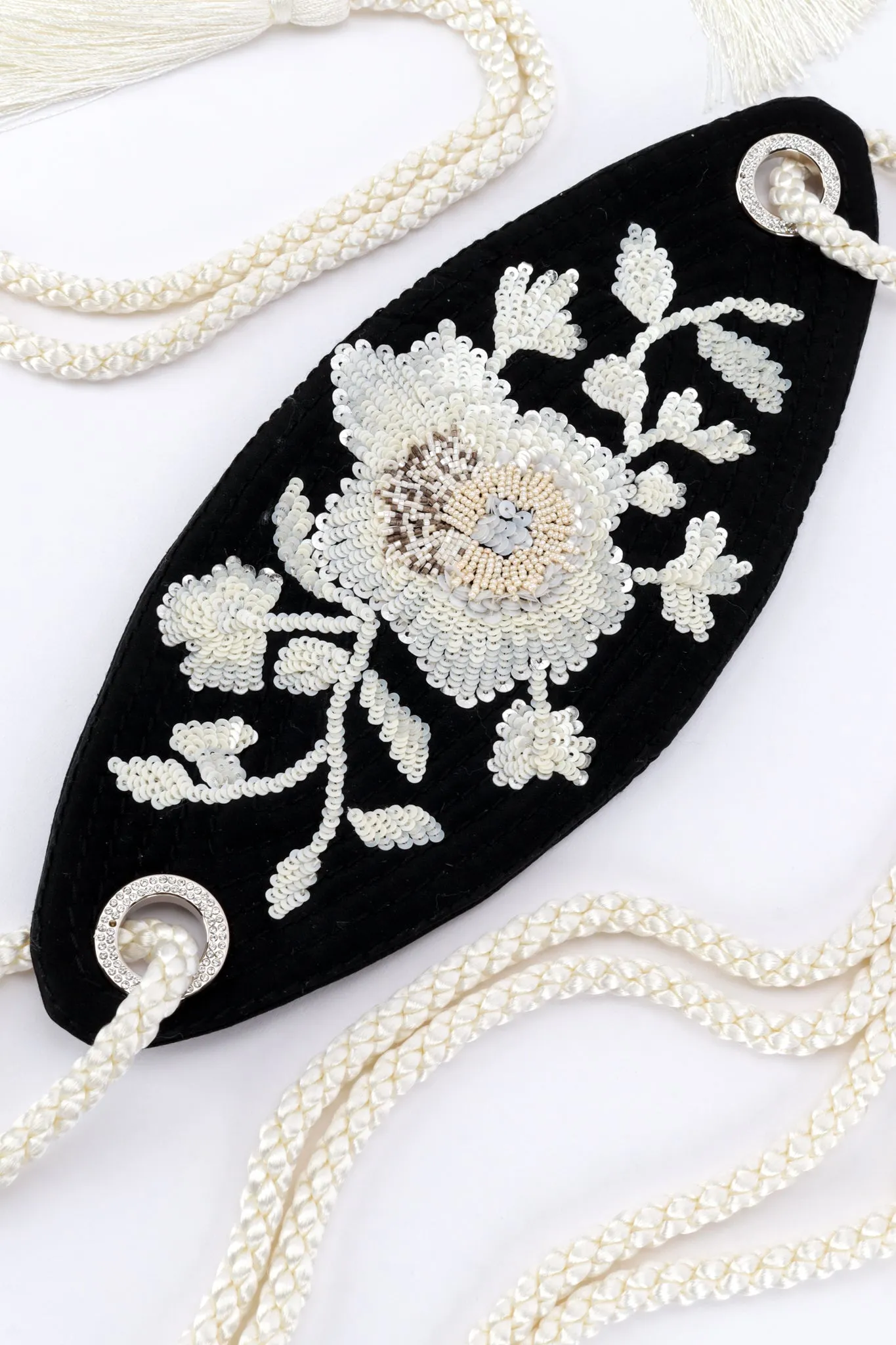 Silk Floral Beaded Tassel Belt