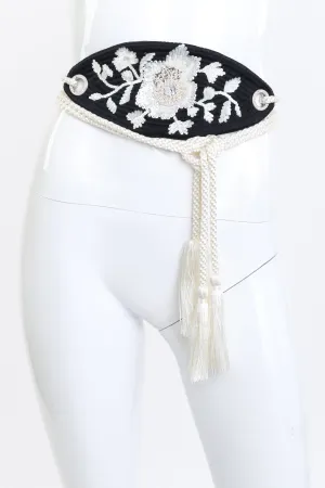 Silk Floral Beaded Tassel Belt