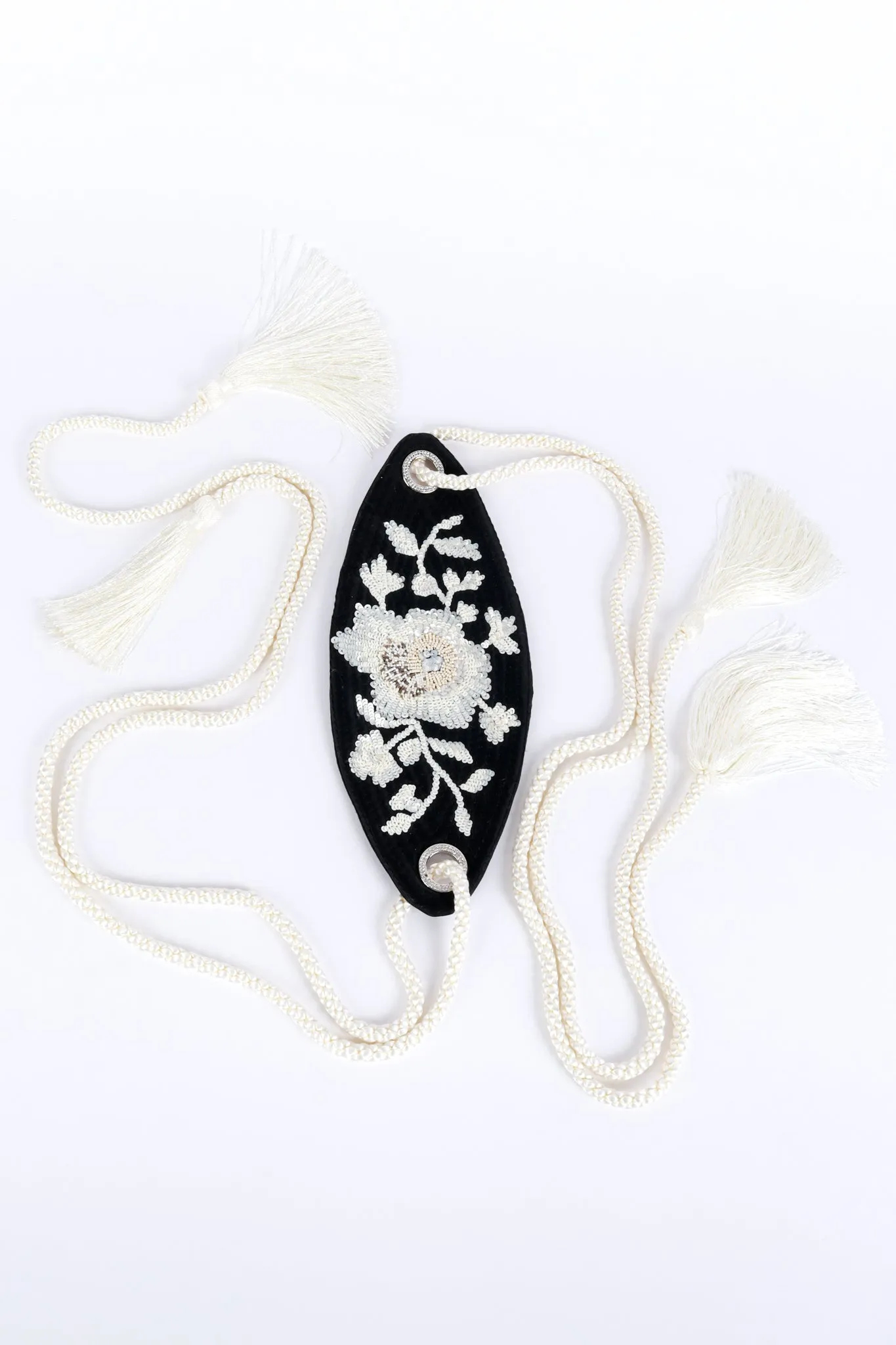 Silk Floral Beaded Tassel Belt