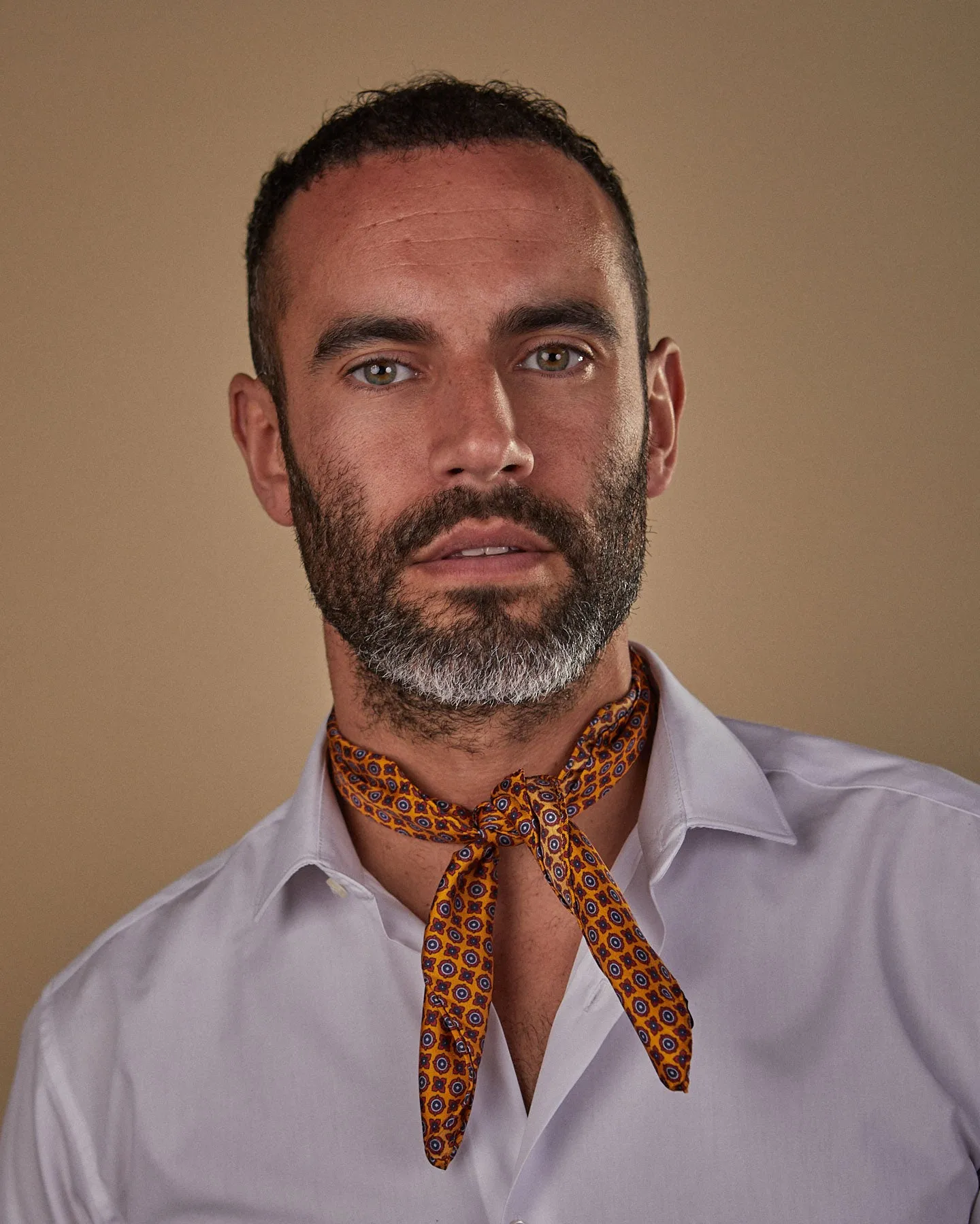 Silk Geometric Pattern Neckerchief - The Toshima
