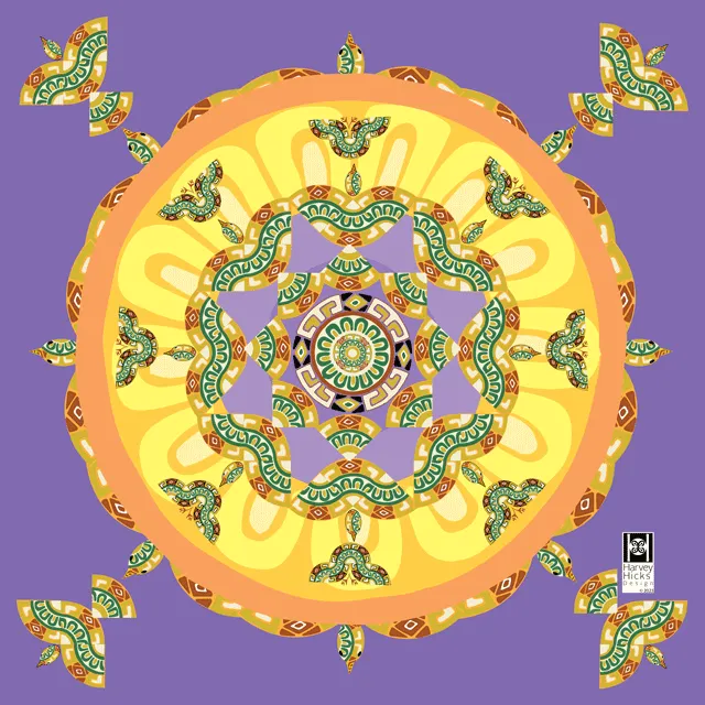 Silk square, 37", featuring birds, butterflies, and flowers, color:  violet