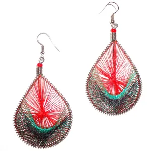 Silk Thread Earrings, Large Red