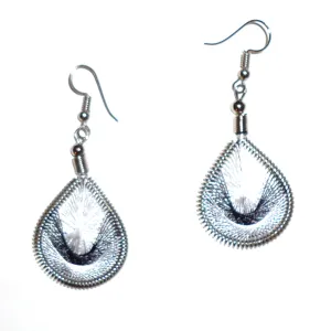 Silk Thread Earrings, Small Gray