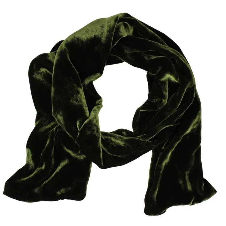 Silk Velvet Scarf in Pine