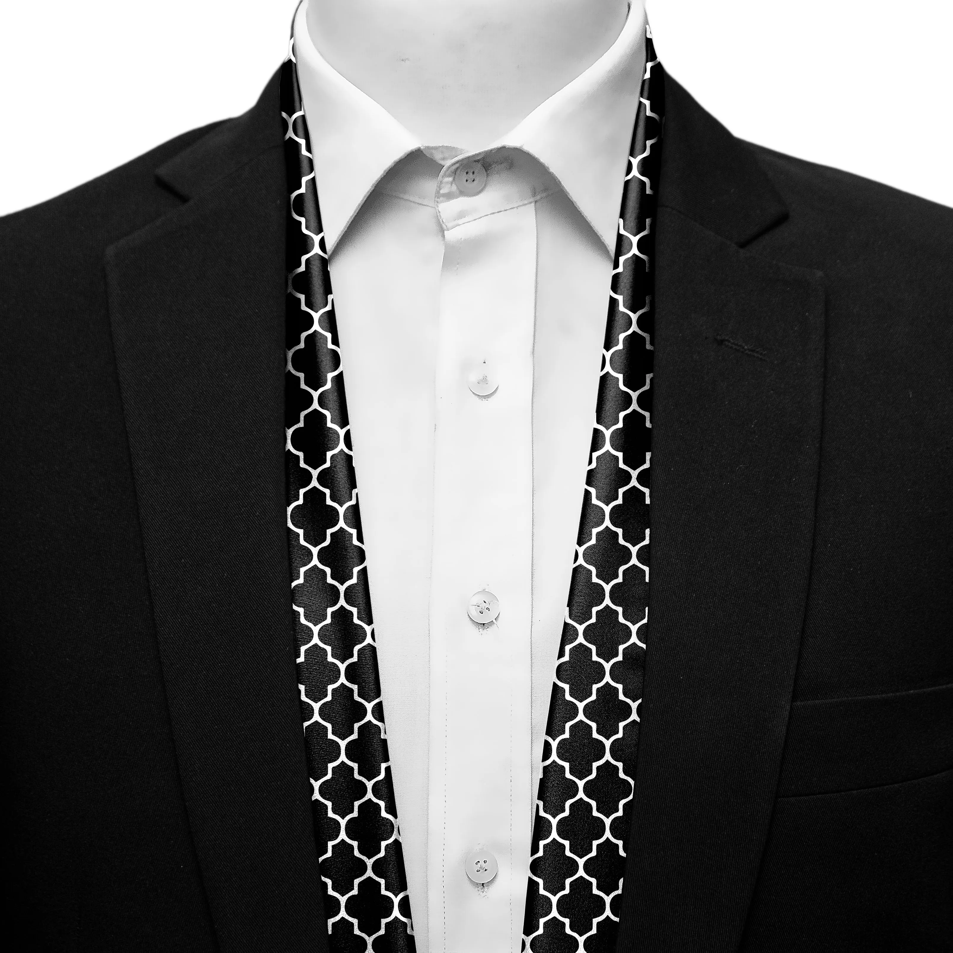 SILVER GEOMETRIC MEN SCARF - PREMIUM COLLECTION