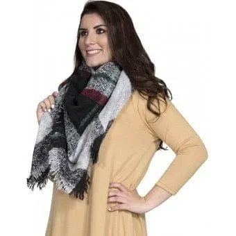 Simply Southern Plaid Blanket Scarf in Black Red
