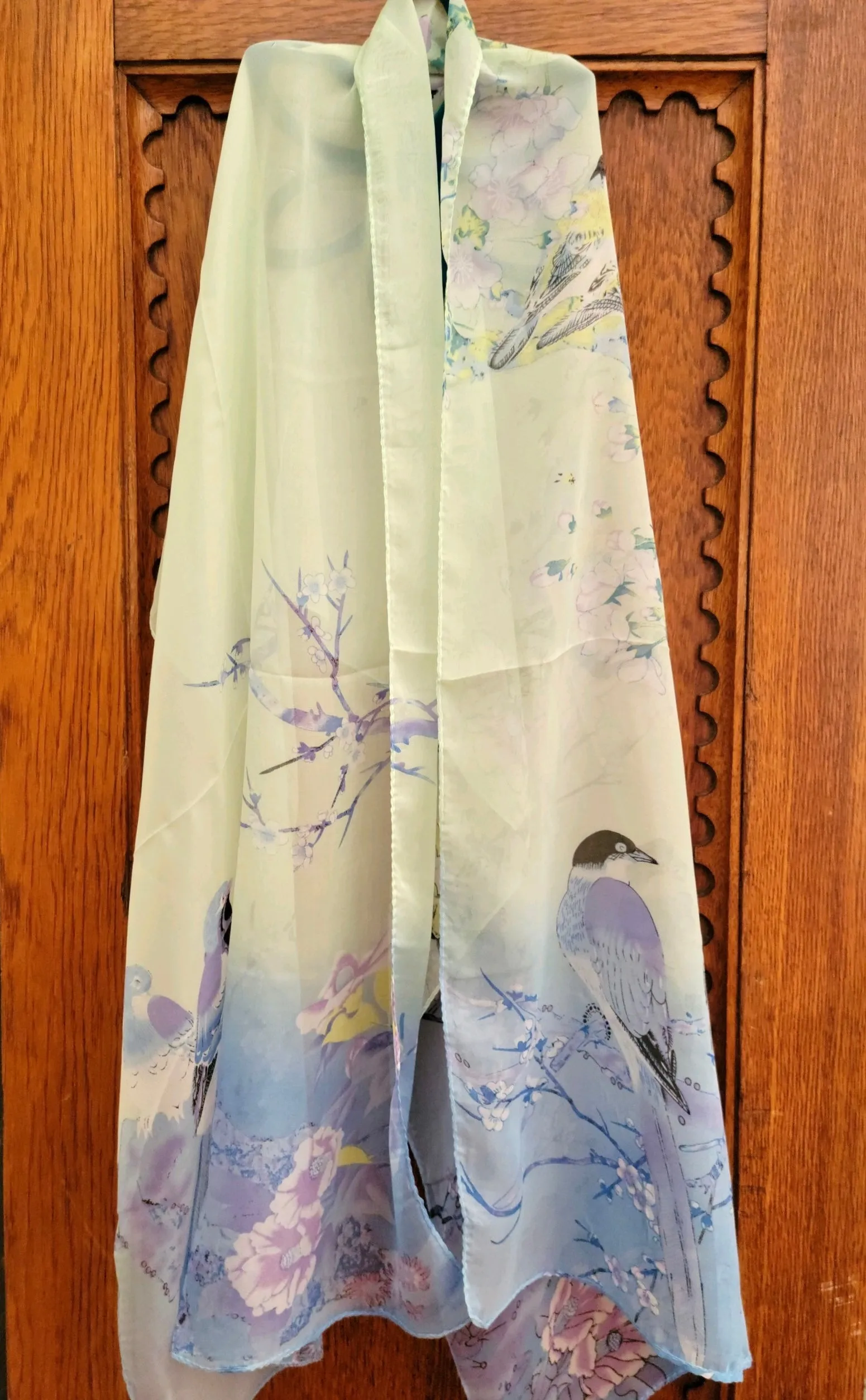Sky Blue and Mint Green Exotic Bird Scarf