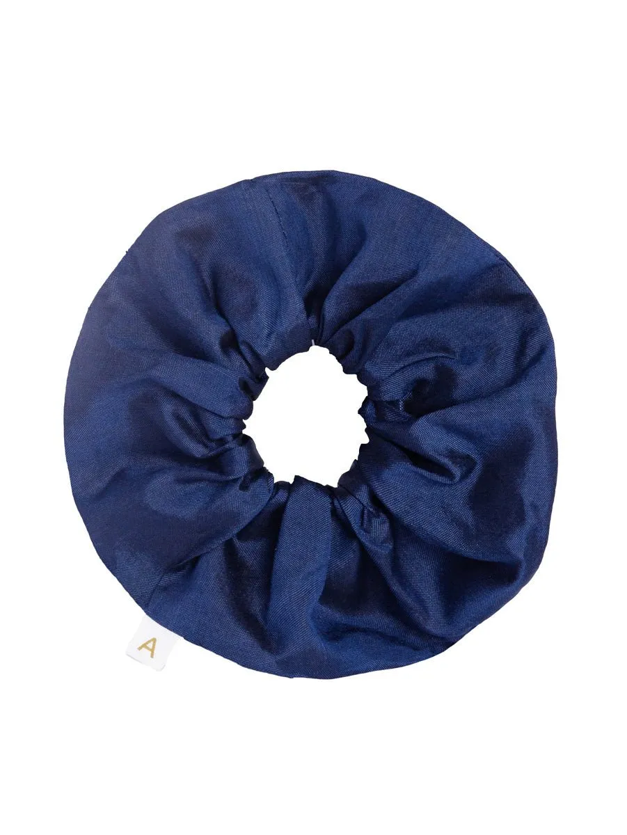 Soleil Solid Silk Scrunchie - Navy