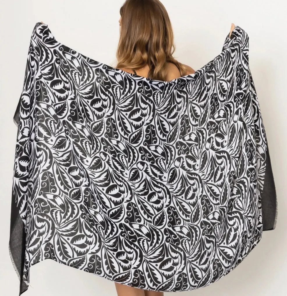 Solid Bold Paisley Print Scarf