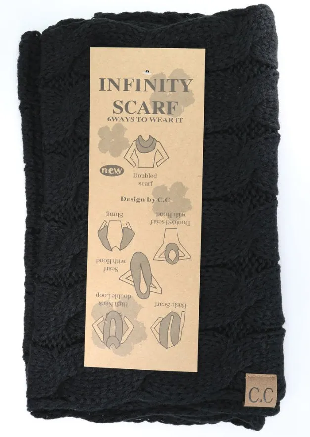 Solid Cable Knit CC Infinity Scarf