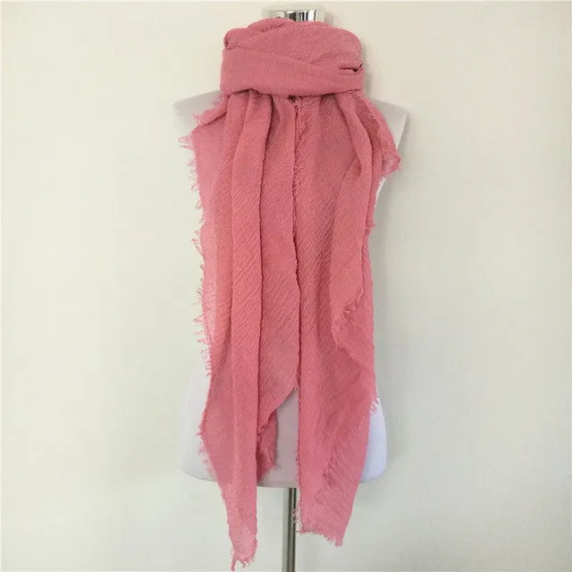 Solid Color Linen Cotton Winter/Autumn Scarves For Women - 20 colours